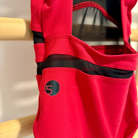 FIVE Dancewear Leotard Red with Black accent Geo YM - Picture 6 of 10